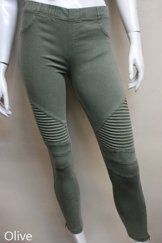 Olive Moto Leggings