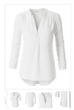 Womens Flowy Long Sleeve Semi Sheer Chiffon Blouse Top