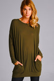 Loose fit, long sleeve, round neck tunic top
