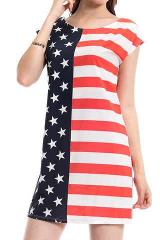 USA Flag Printed Dress